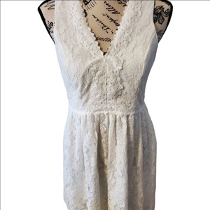 Altar'd State White Lace Embroidered Mini Dress Large